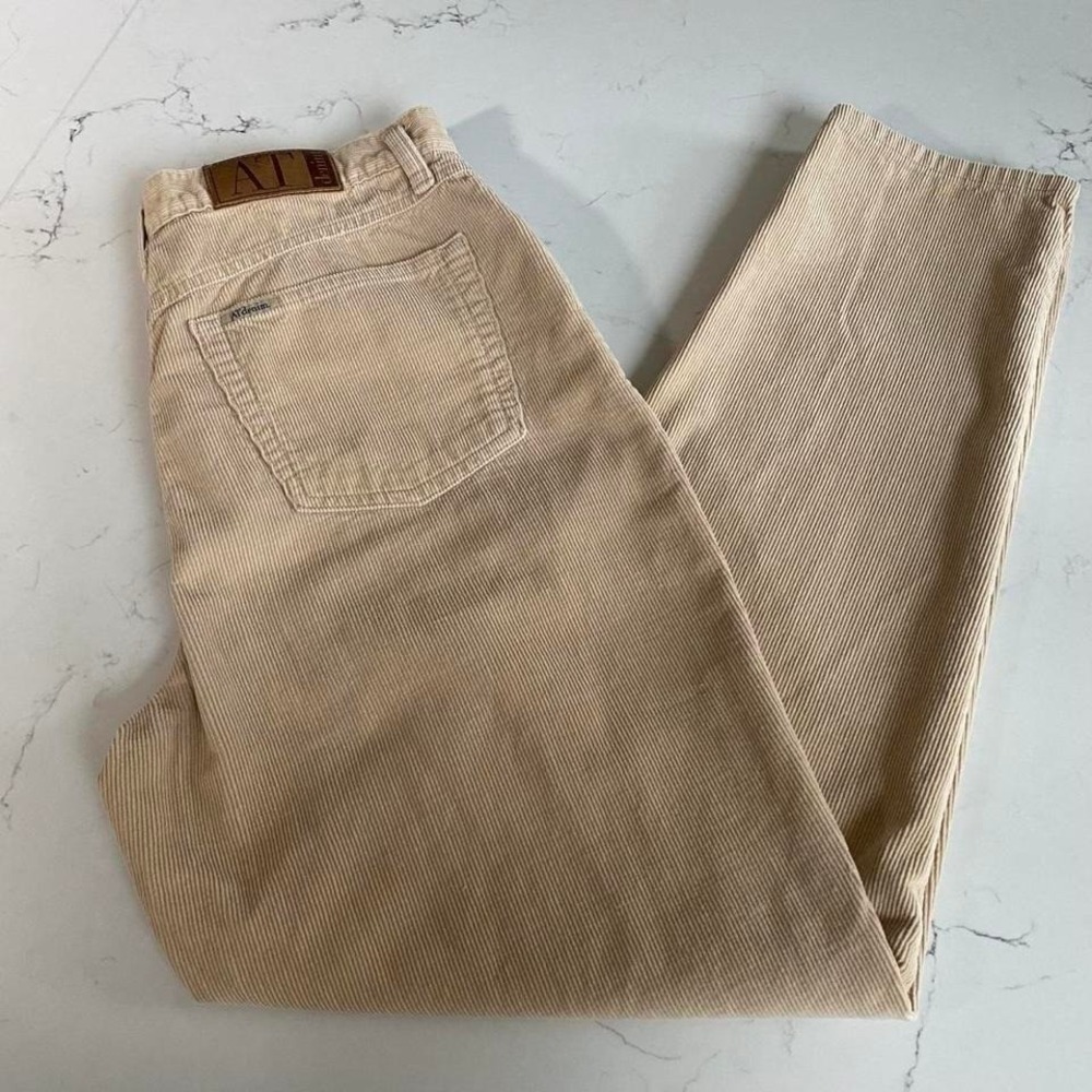Vintage‎ 90s Ann Taylor AT Denim Beige Corduroy Pants Women's Size 12 High Waist